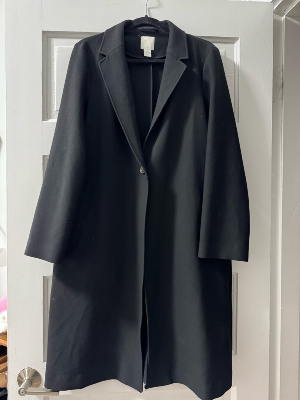 H&M Black Long Single-Button Trench Coat